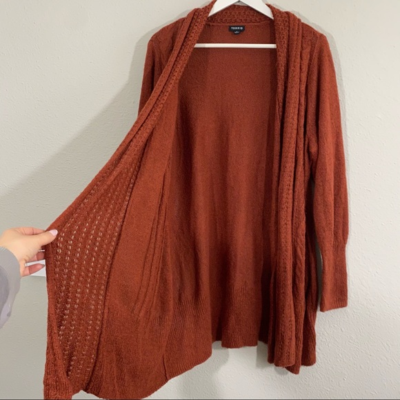 Torrid Rust Cable Knit Open Cardigan - Picture 6 of 12